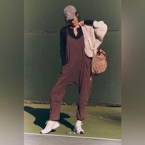 Free People Hot Shot Onesie by FP Movement Maroon Sleeveless Pocket Jumpsuit